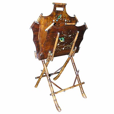 Lot 396 - Victorian Bamboo Painted Folding Folio Stand...