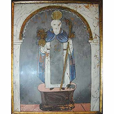 Lot 617 - Spanish Reverse Painting on Glass 18th/19th...