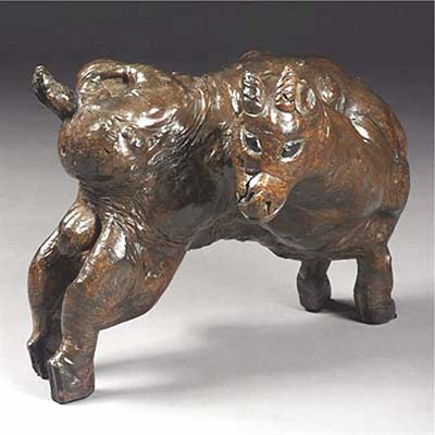Lot 285 - Japanese Rootwood Figure of a Bull Length 18...