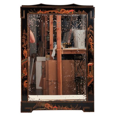 Lot 597 - Chinoiserie Decorated Mirror The rectangular...