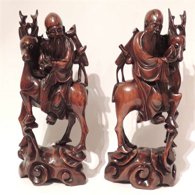 Lot 246 - Pair of Chinese Carved Hardwood Figures...