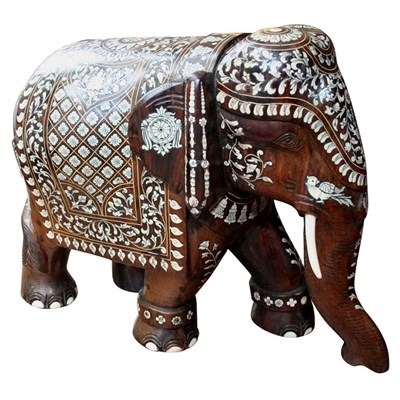 Lot 414 - Anglo-Indian Bone Inlaid Rosewood Figure of an...