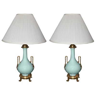 Lot 128 - Pair of French Gilt-Bronze Mounted Pale...