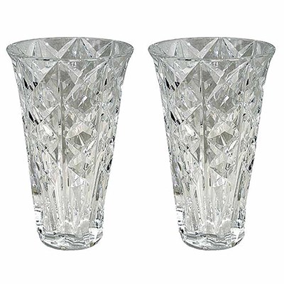 Lot 231 - Pair of St. Louis Colorless Cut Glass Vases...