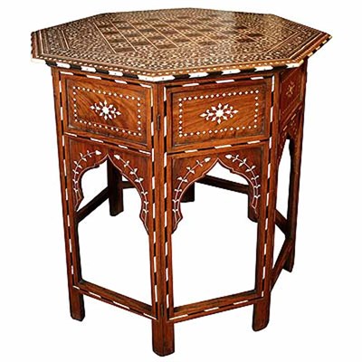 Lot 214 - Indian Bone Inlaid Side Table The octagonal...