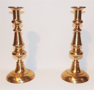 Lot 222 - Pair of English Brass Candlesticks Height 13...