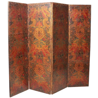 Lot 348 - Dutch Painted and Parcel Gilt Leather...