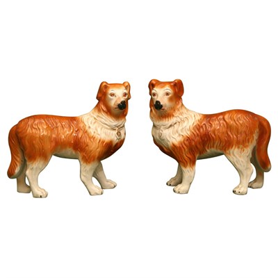 Lot 58 - Two Pairs of Staffordshire Pottery Figures of...