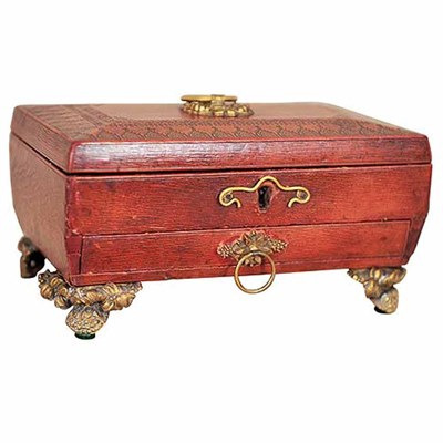 Lot 107 - English Leather Bound Sewing Box First quarter...