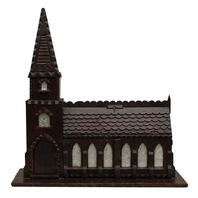 Lot 590 - French Tramp Art and Stained Wood Model of a...