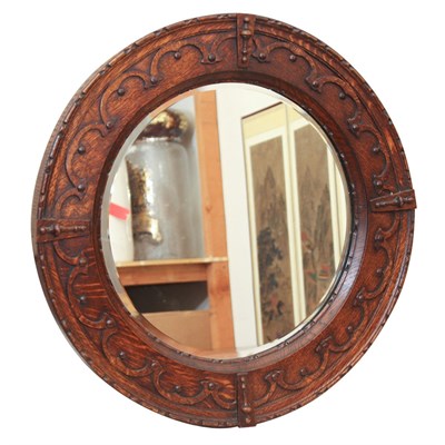 Lot 29 - Victorian Style Oak Mirror Of circular form....