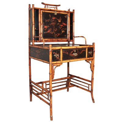 Lot 587 - Victorian Chinoiserie Lacquered and Bamboo...