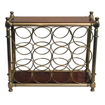 Lot 578 - Mahogany and Patinated-Metal Wine Rack Of...