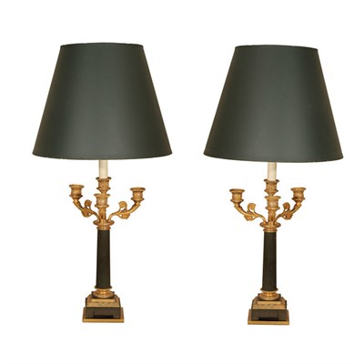 Lot 415 - Pair of Gilt and Patinated-Bronze Four-Light...