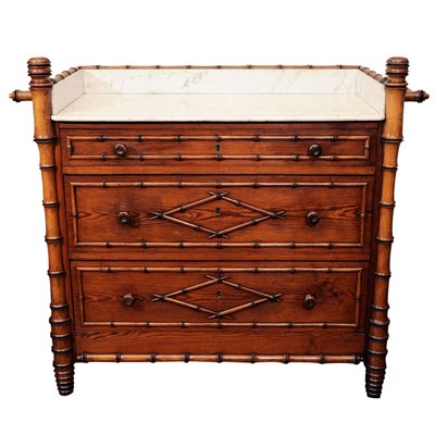 Lot 505 - French Faux Bamboo Pine Washstand Late 19th...