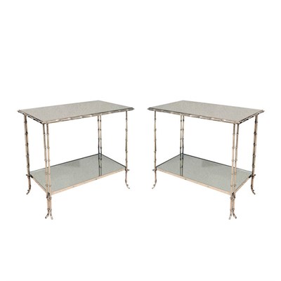 Lot 33 - Pair of Bagues Style Faux Bamboo Chrome and...
