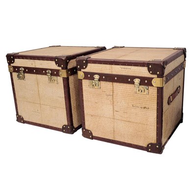 Lot 397 - Pair of Parchment and Leather Bound Trunks 20...