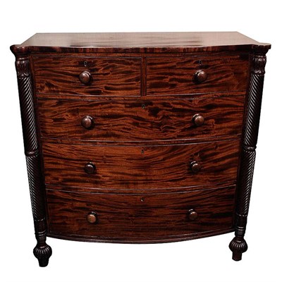 Lot 483 - Scottish Mahogany Bow Front Chest of Drawers...