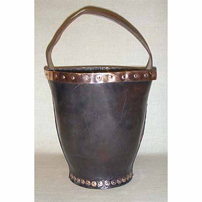 Lot 330 - Copper Bound Leather Fire Bucket 19th Century...
