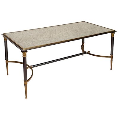 Lot 45 - Burnished-Bronze and Mirror Inset Low Table...