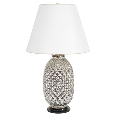 Lot 652 - Mercury Glass Lamp Of pineapple form. Height...