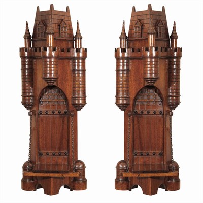 Lot 27 - Pair of English Gothic Revival Walnut Wall...