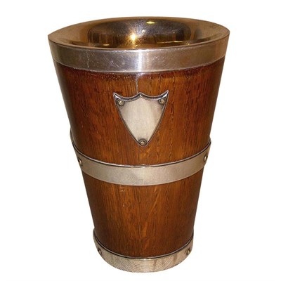 Lot 435 - English Oak and Silver Plated Drinks Cup Late...