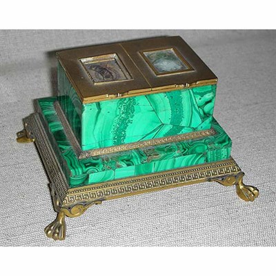 Lot 256 - Group of Three Russian Malachite and Brass...