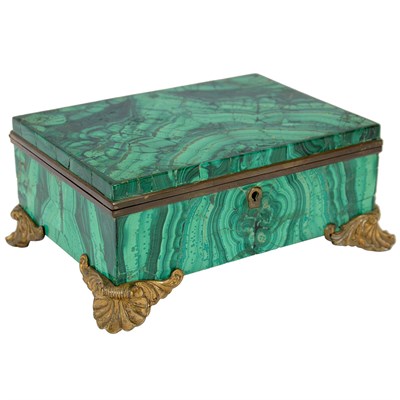 Lot 257 - Malachite Veneered Jewelry Box Raised on...