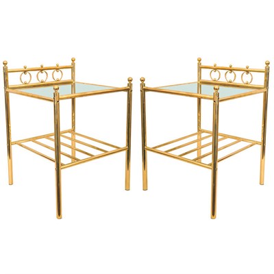Lot 142 - Pair of Brass Two-Tier Occasional Tables...