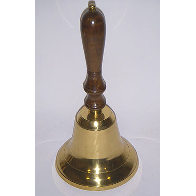 Lot 233 - Brass and Wooden School Bell Height 14 inches.