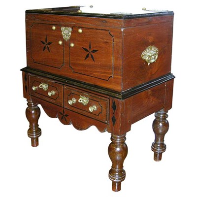 Lot 622 - Colonial Hardwood and Ebonized Box on Stand...