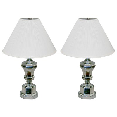 Lot 373 - Pair of French Chrome Lamps Each of urn form....