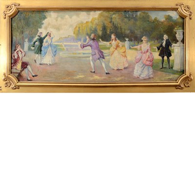 Lot 387 - French School Figures in a Garden in 19th...
