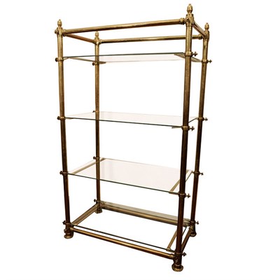 Lot 243 - Victorian Brass and Glass Four-Tier Etagere...