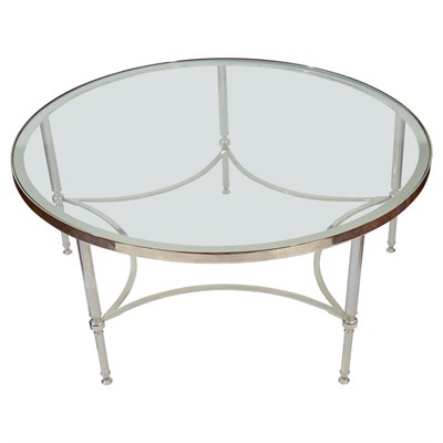 Lot 378 - Chrome and Glass Circular Low Table Height 16...