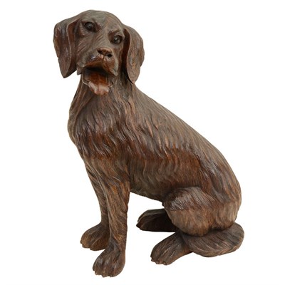 Lot 667 - Black Forest Carving of a Dog Length 14 inches;...