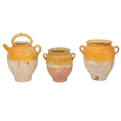Lot 120 - Group of Three French Glazed Pottery Vessels...