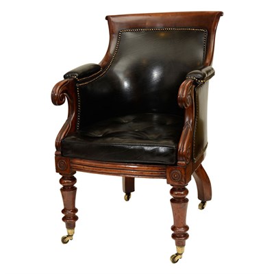 Lot 188 - William IV Tufted Mahogany Armchair The...