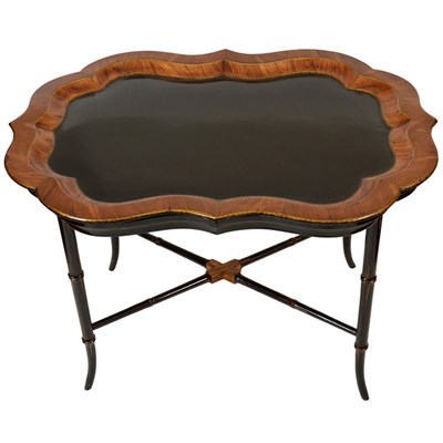 Lot 40 - Victorian Papier Mache and Walnut Tray Late...