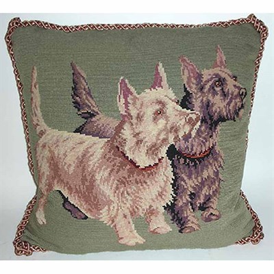 Lot 238 - English Needlework Pillow Depicting Two...