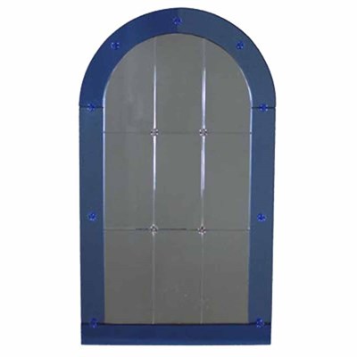 Lot 599 - Art Deco Blue Glass Framed Mirror With an...