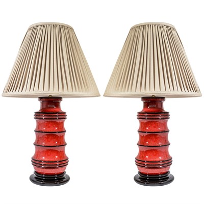 Lot 53 - Pair of Scheurich Red Glazed Pottery Lamps...