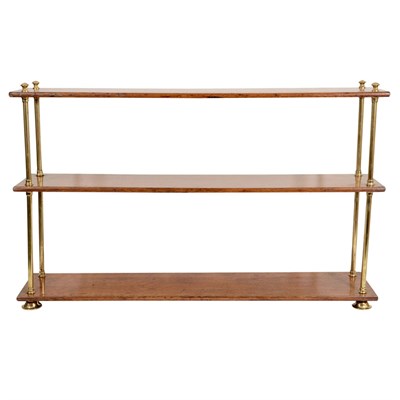Lot 613 - English Brass and Oak Hanging Shelf Height 22...