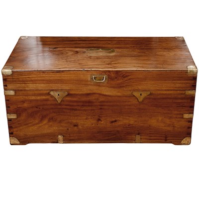 Lot 385 - English Campaign Brass Bound Camphorwood Trunk...
