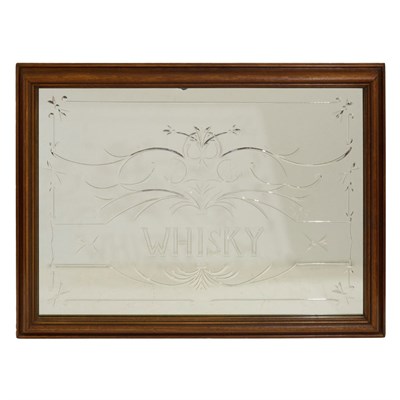Lot 314 - English Pub Mirror Etched Whisky. Height 30...