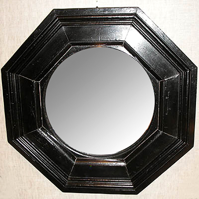 Lot 126 - Ebonized Octagonal Convex Mirror Diameter 28...