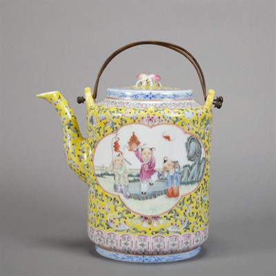 Lot 265 - Chinese Famille Rose Glazed Porcelain Teapot...