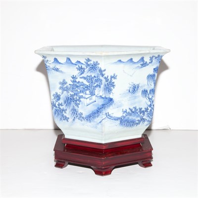 Lot 650 - Chinese Blue and White Porcelain Jardiniere on...