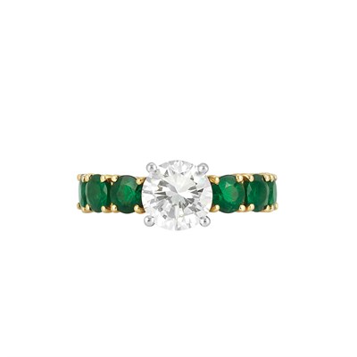 Lot 144 - Gold, Diamond and Emerald Ring